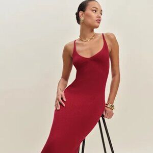 Reformation Dahlia Cotton Sweater Dress Red - Size M